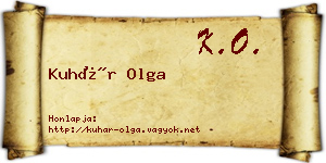 Kuhár Olga névjegykártya